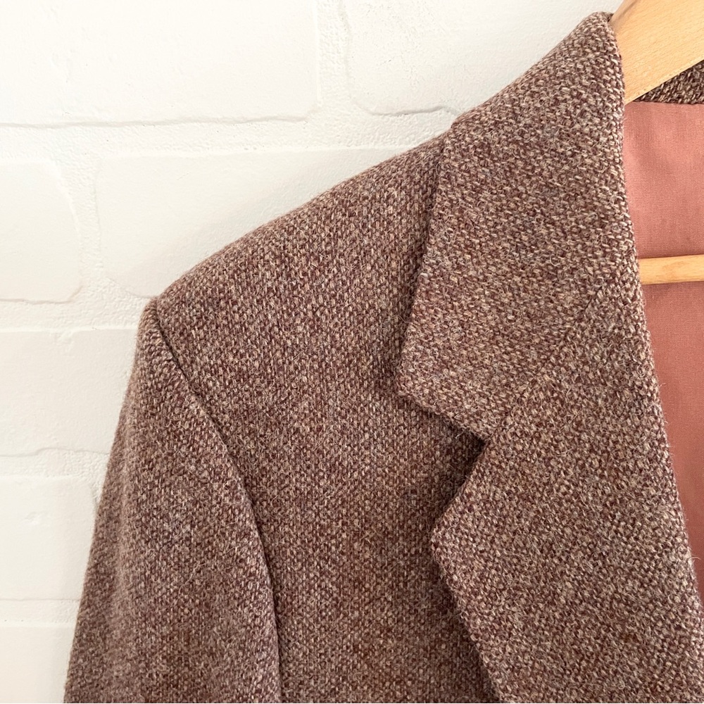 Vintage Wool Tweed Blazer Brown Heritage Power Jacket Canada Size 44S - Picture 4 of 16